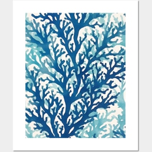 Blue Indigo Coral Boho Nature Posters and Art